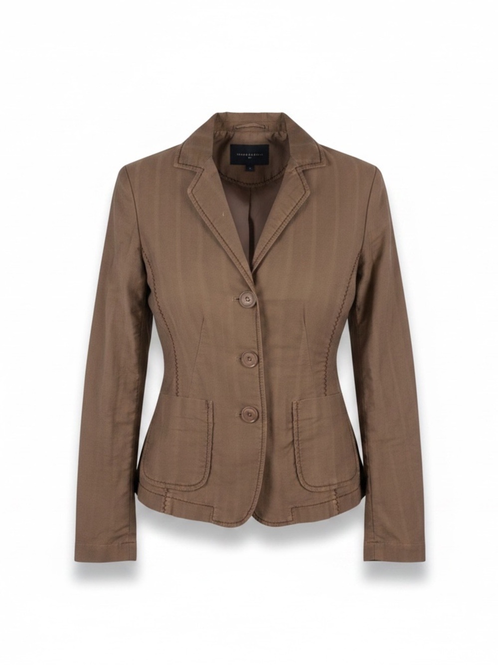 Sitwell 8 brown vertical stripe 3‎ button closure 100% cotton blazer
